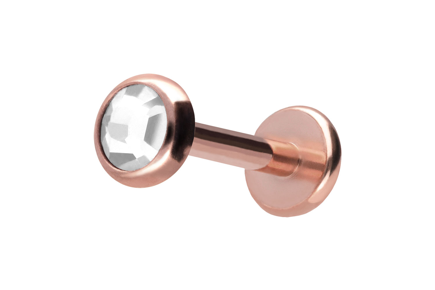Titan Labret Piercing mit Push Fit KRISTALLDISC